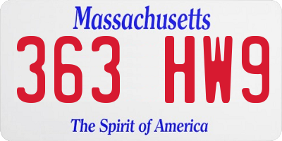 MA license plate 363HW9