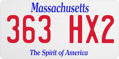 MA license plate 363HX2