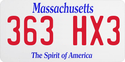 MA license plate 363HX3