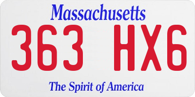 MA license plate 363HX6