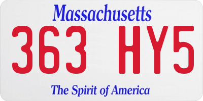 MA license plate 363HY5