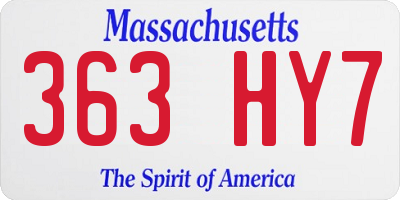 MA license plate 363HY7