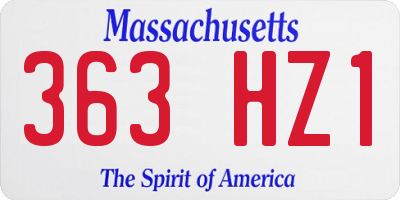 MA license plate 363HZ1