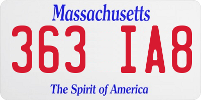 MA license plate 363IA8