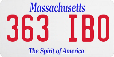 MA license plate 363IB0
