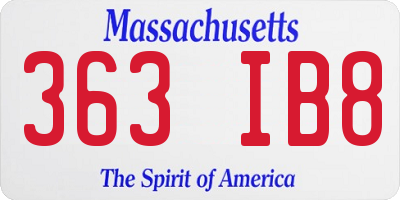 MA license plate 363IB8