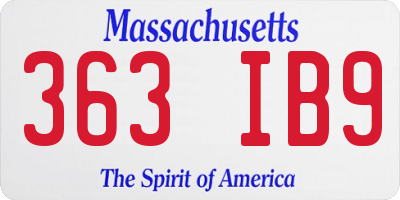 MA license plate 363IB9