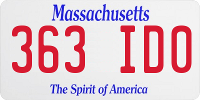 MA license plate 363ID0