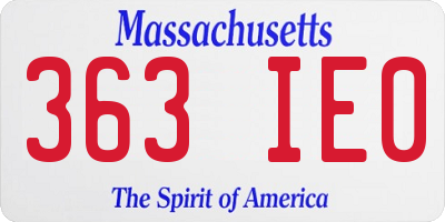 MA license plate 363IE0