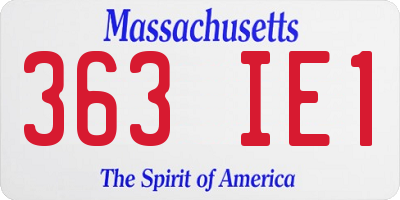 MA license plate 363IE1