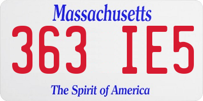 MA license plate 363IE5