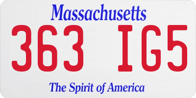 MA license plate 363IG5