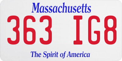 MA license plate 363IG8