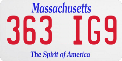 MA license plate 363IG9