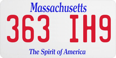 MA license plate 363IH9