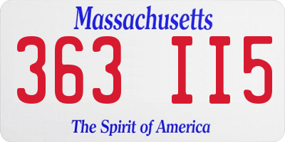 MA license plate 363II5