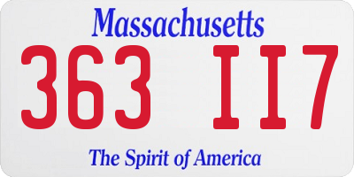 MA license plate 363II7