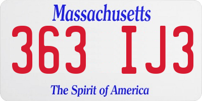 MA license plate 363IJ3