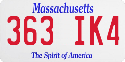 MA license plate 363IK4