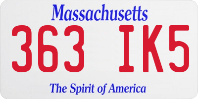 MA license plate 363IK5