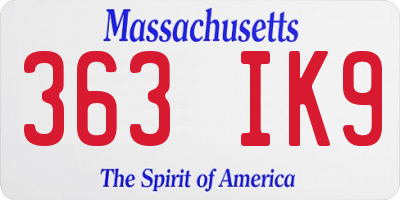 MA license plate 363IK9
