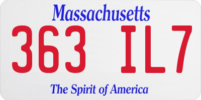 MA license plate 363IL7