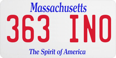 MA license plate 363IN0