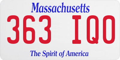 MA license plate 363IQ0