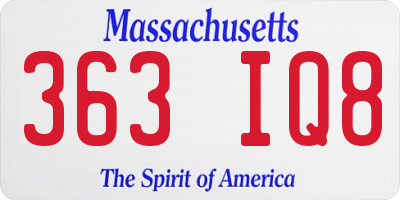 MA license plate 363IQ8
