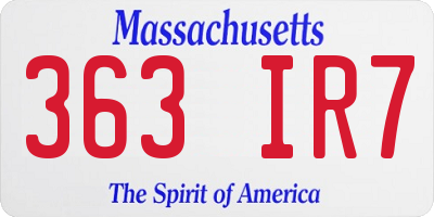 MA license plate 363IR7