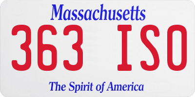 MA license plate 363IS0