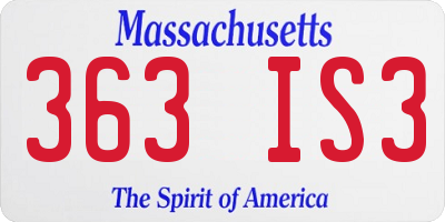 MA license plate 363IS3