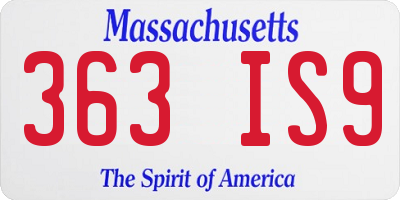MA license plate 363IS9