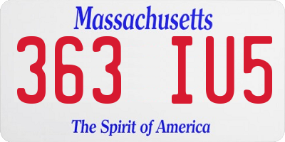 MA license plate 363IU5