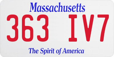 MA license plate 363IV7