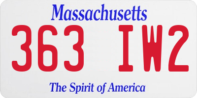 MA license plate 363IW2