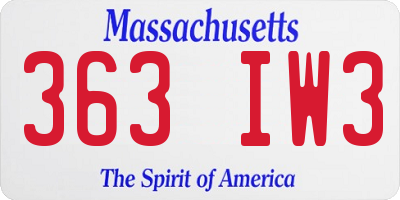 MA license plate 363IW3