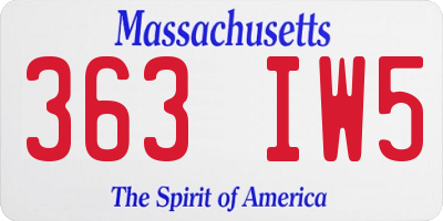 MA license plate 363IW5