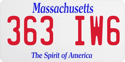 MA license plate 363IW6