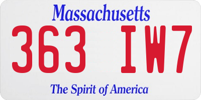 MA license plate 363IW7