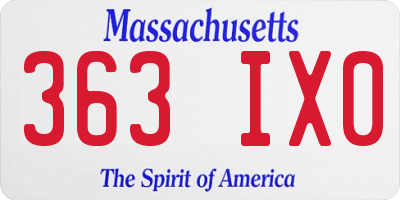 MA license plate 363IX0