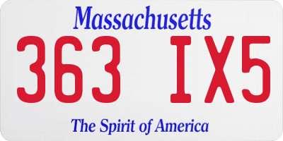MA license plate 363IX5