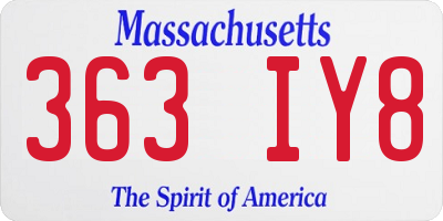 MA license plate 363IY8