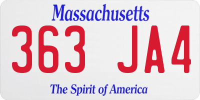 MA license plate 363JA4
