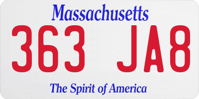 MA license plate 363JA8