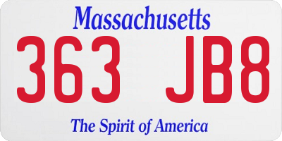 MA license plate 363JB8
