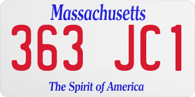 MA license plate 363JC1