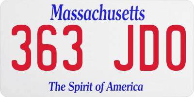 MA license plate 363JD0