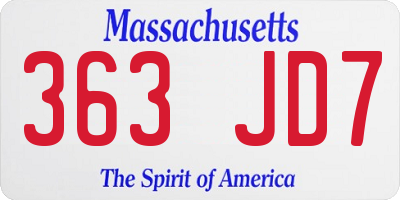 MA license plate 363JD7