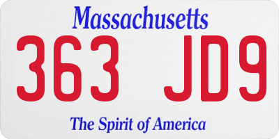 MA license plate 363JD9